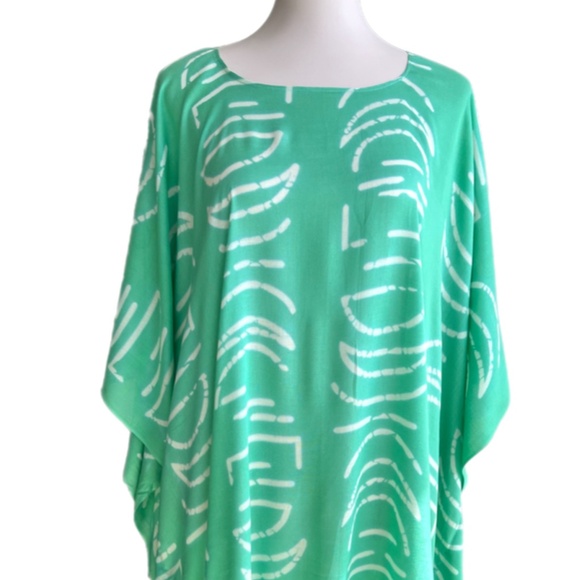 0146/ Half Moon Pattern Poncho, Light Green rayon Poncho - Picture 2 of 8
